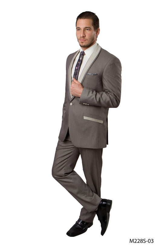 Beige Solid 2-PC Slim Fit Performence Stretch Suits