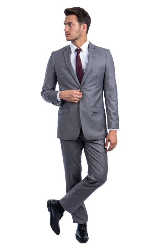 Mid Grey Suits 3 PC, Slim Fit
