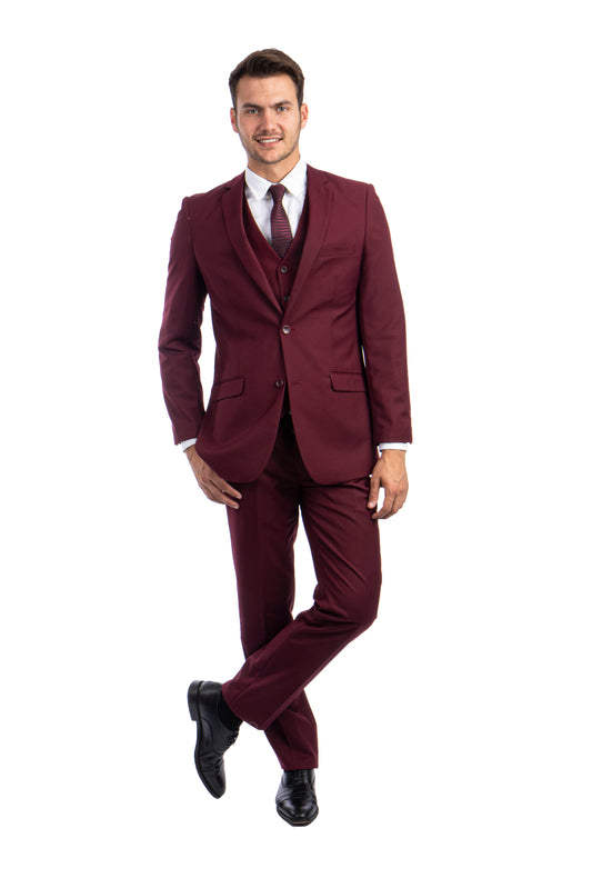 Burgundy Suits 3 PC, Slim Fit