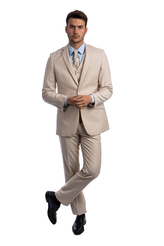Tan Suits 3 PC, Slim Fit